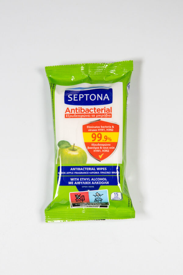 Drėgnos antibakterinės servetėlės "Septona", 15 vnt